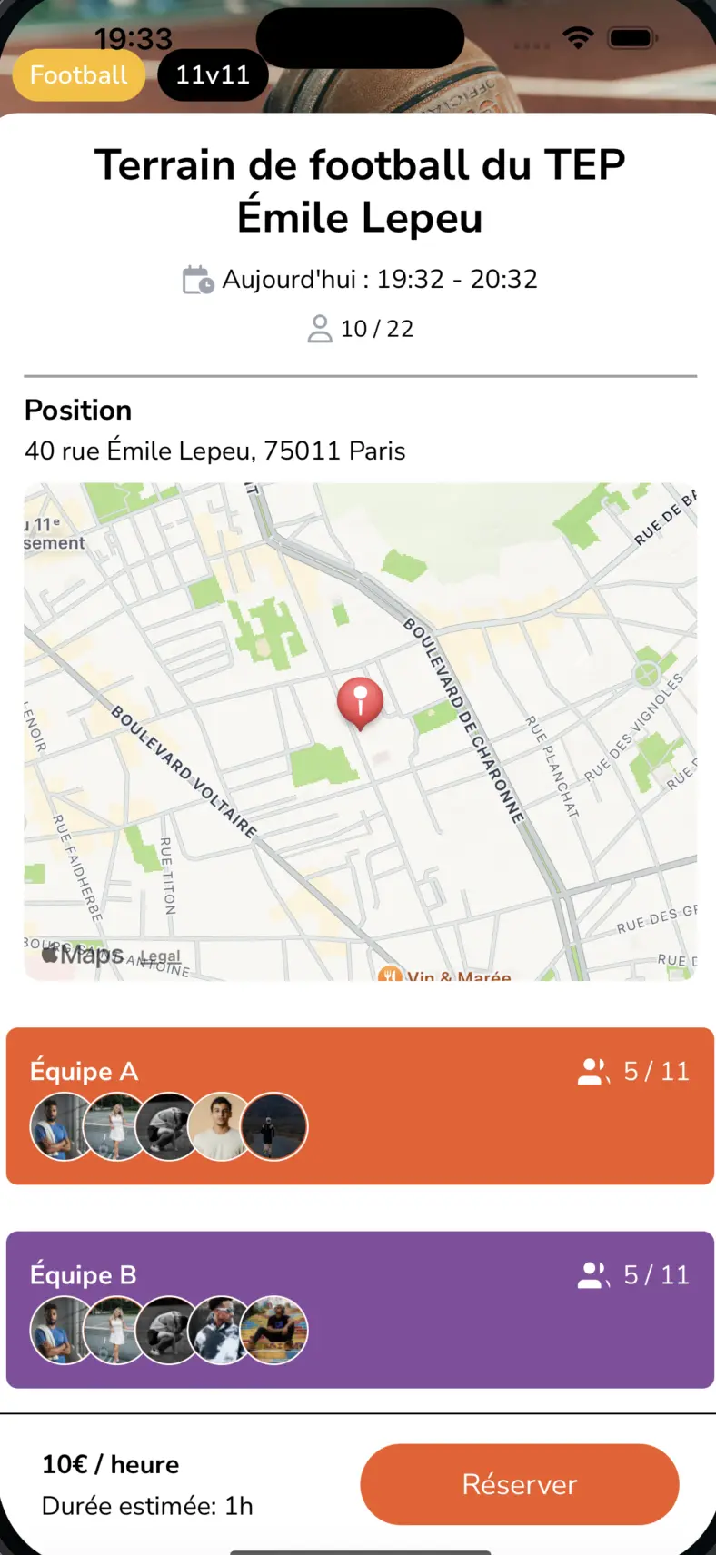 LUDORA match details page