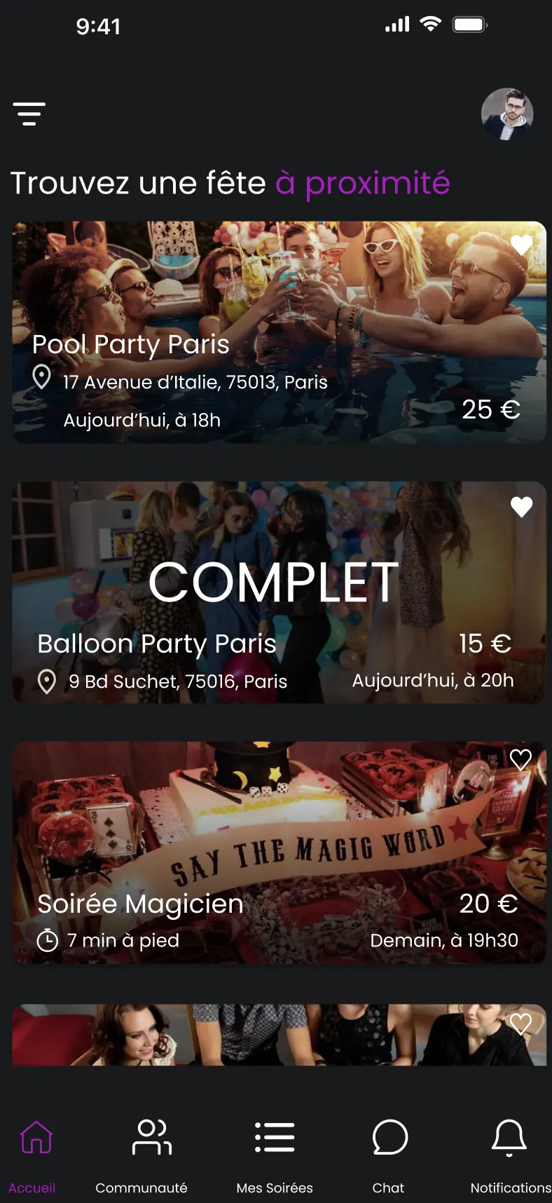 Nysa party details page